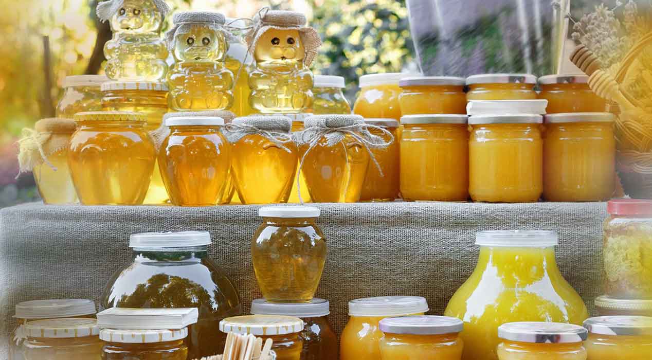 What type of packaging is used for honey?