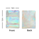 Glossy Foil Mylar Silver/Holographic Silver Stand Up Gusset Pouch with Pull Tab