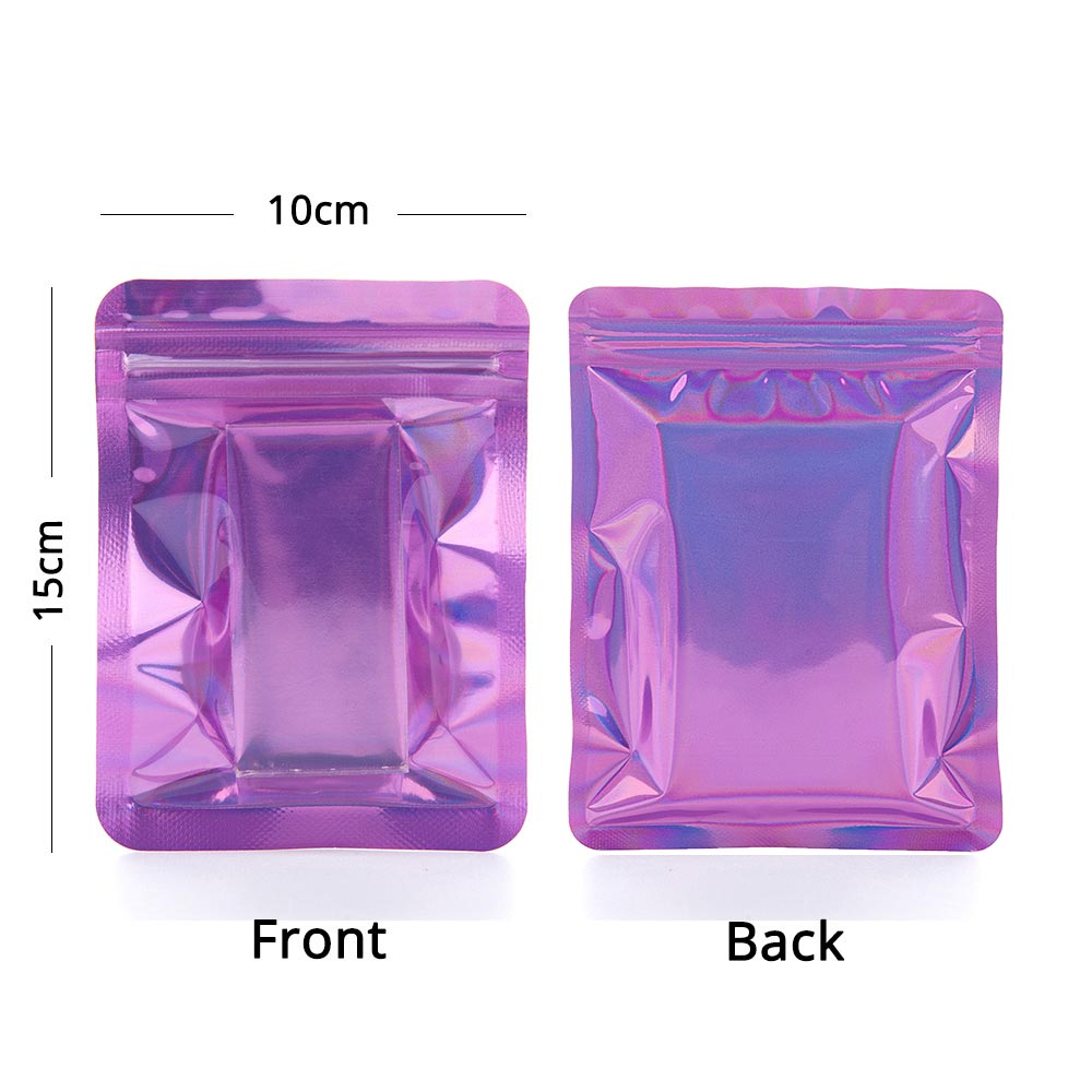 Custom Printed Order: Glossy Clear Front Holographic Back Zip Lock Bag Nice for Jewelry