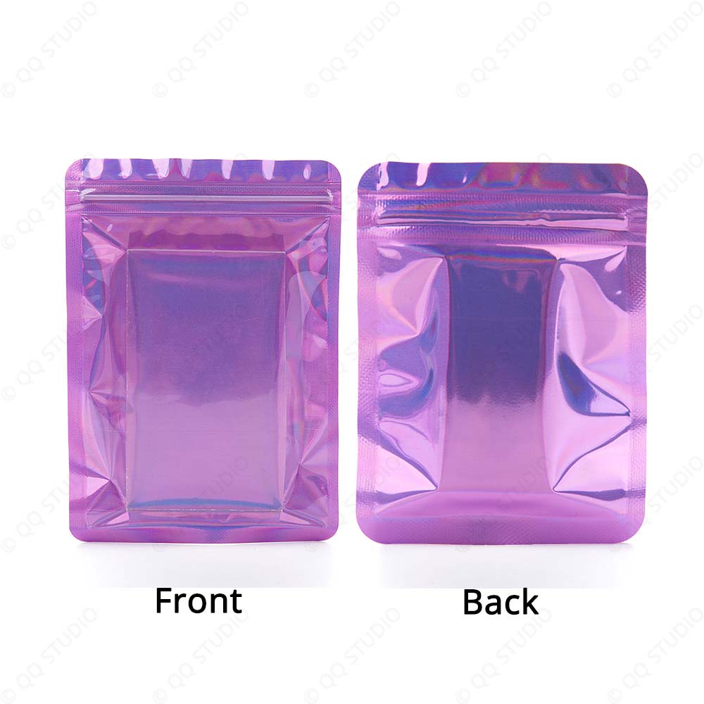 Custom Printed Order: Glossy Clear Front Holographic Back Zip Lock Bag Nice for Jewelry