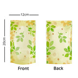 Yellow Plastic Stand Up Pouch with Oval Windows and Leaves Wholesale