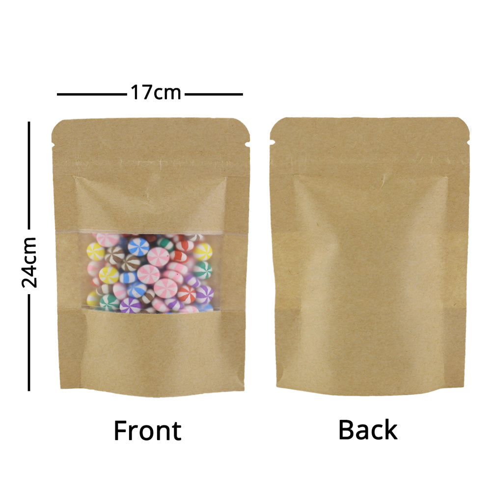 #328 Kraft Paper Stand Up Pouch with Lamination w/Frosted Window 100PCS/PK