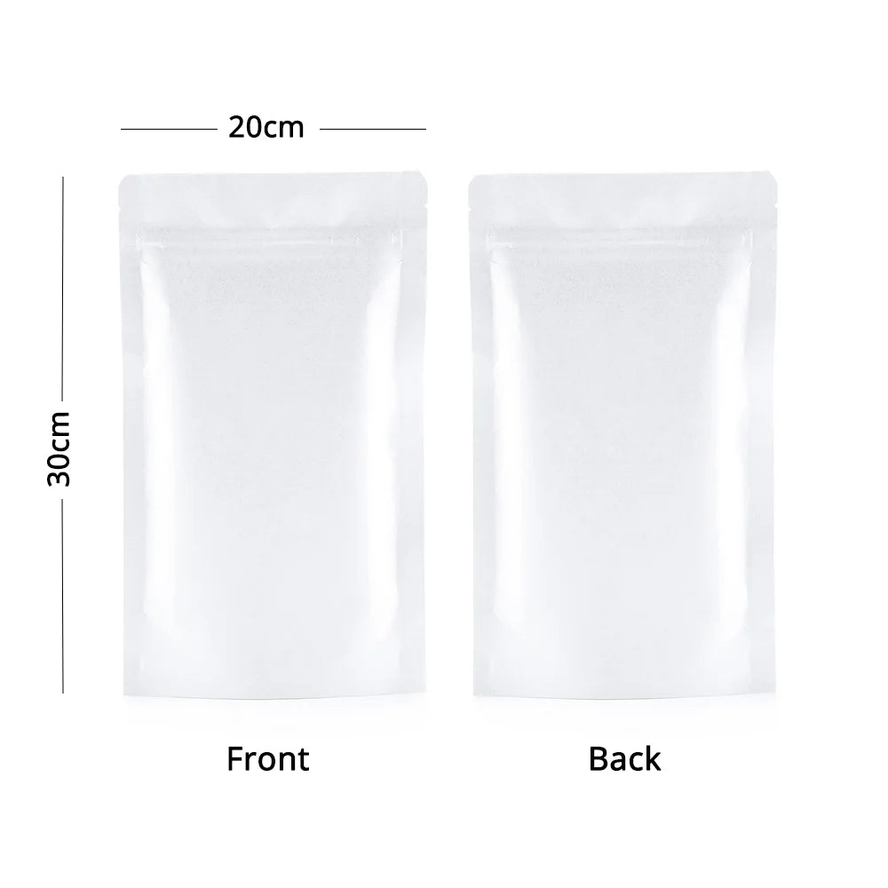 Personalized Custom Print White Kraft Stand Up Pouch - Eco-Friendly Packaging