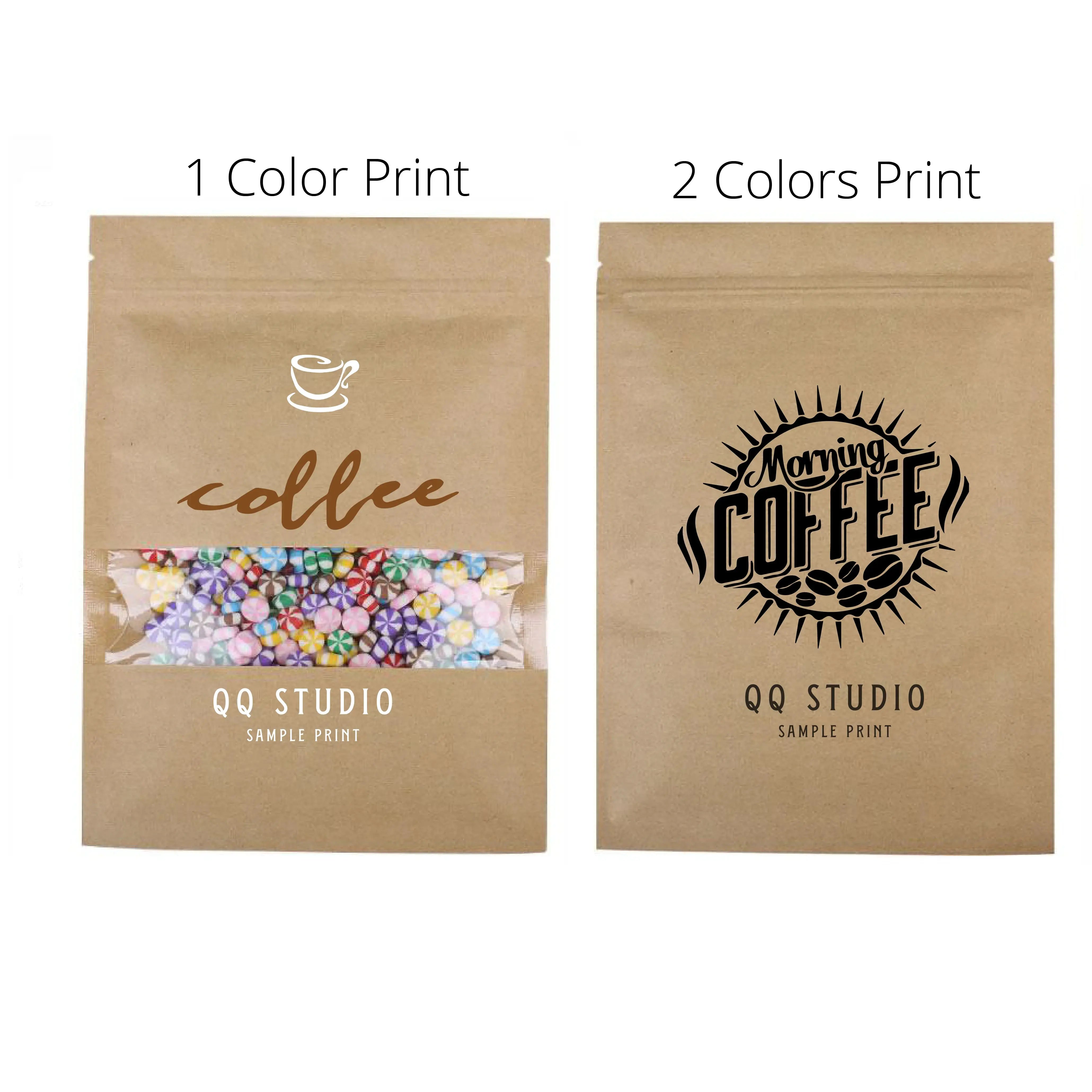 Custom Printed Kraft Mylar Zip Lock Bag w Clear Window