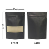 Custom Print Order: Black & Kraft Paper Stand Up Pouch w/Frosted Window
