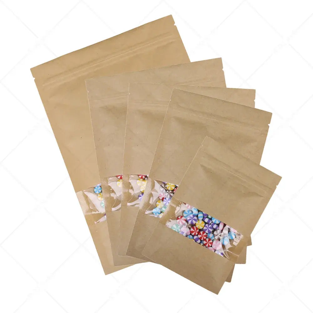 Custom Printed Order: Kraft Mylar Zip Lock Bag w/Clear Window