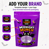 Custom Print Halloween Stand Up Pouch with Clear Window 100pcs/pk