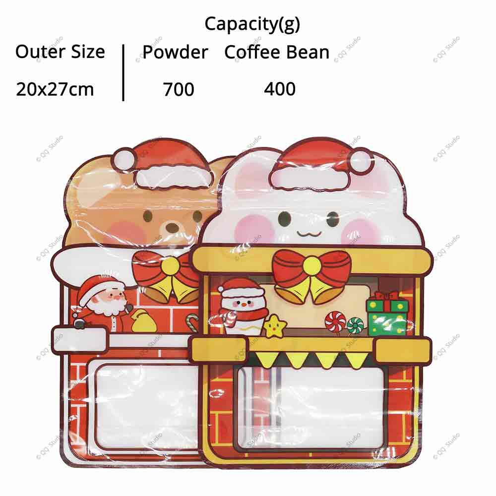 Merry Christmas Design Stand Up Pouch with Clear Window