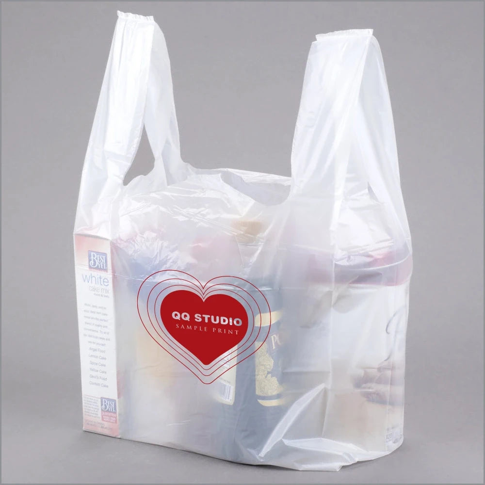 Custom Made Order: Singlet T-shirt White Embossed Transparent Plastic Bag