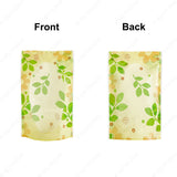 Yellow Plastic Stand Up Pouch with Oval Windows and Leaves Wholesale