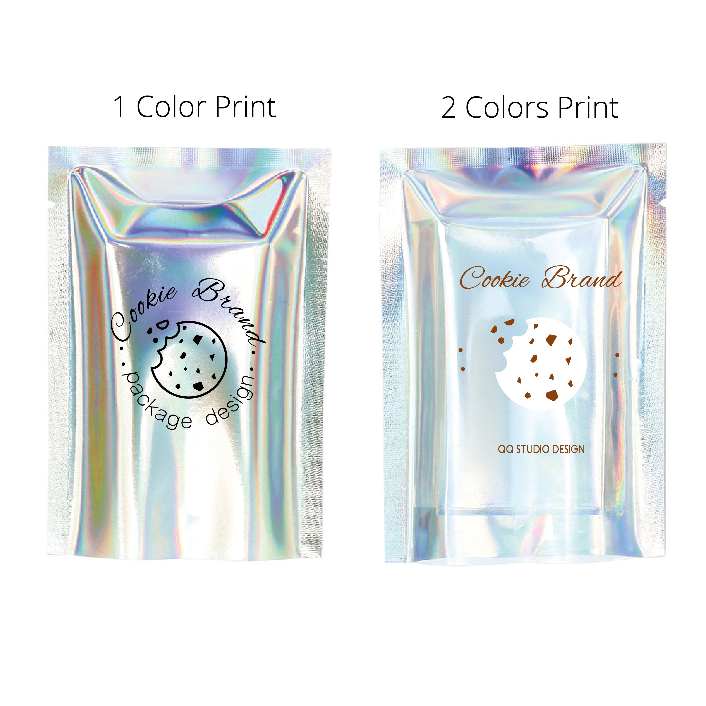 Custom Printed Service: Holographic Mylar Three Side Seal Pouch