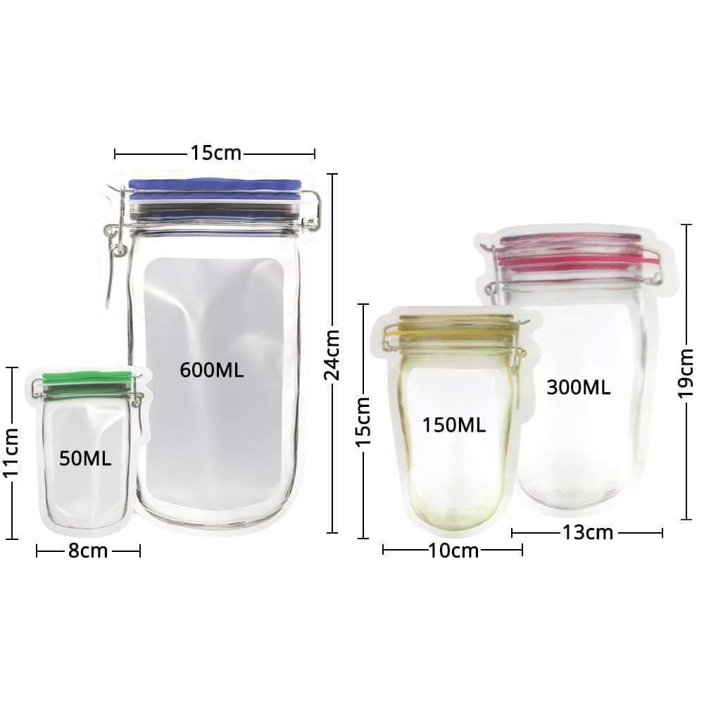Plastic Mason Jar Zipper Bag w/ Frosted Window