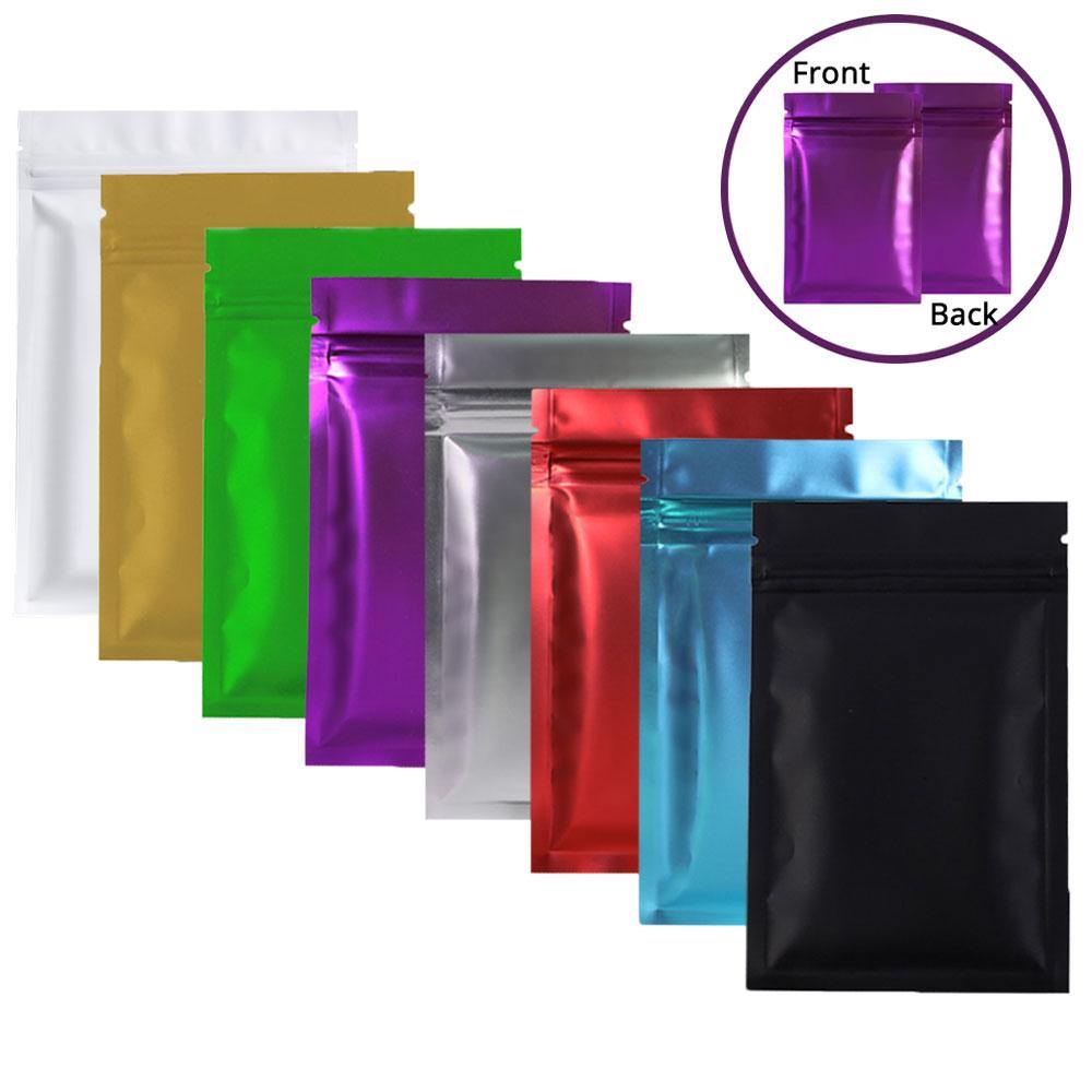 QQ Studio Purple Matte Flat Mylar Bags With Window - Resealable, Food Grade, Multipurpose Pouches (Assorted Sizes)